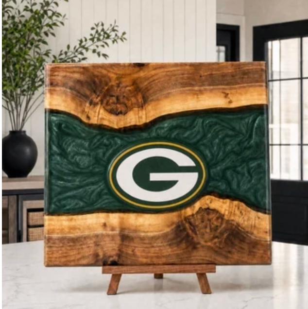Football cutting board detail view