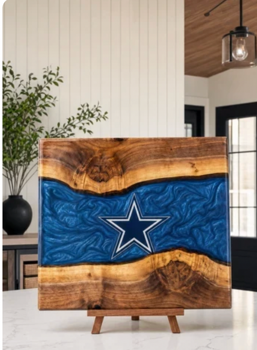 Handmade live-edge walnut football cutting board